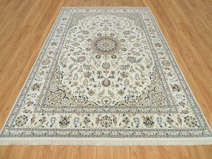 8'8" x 12'1" New Hand Knotted Ivory Wool Rectangle Oriental Rug - MOA10290409