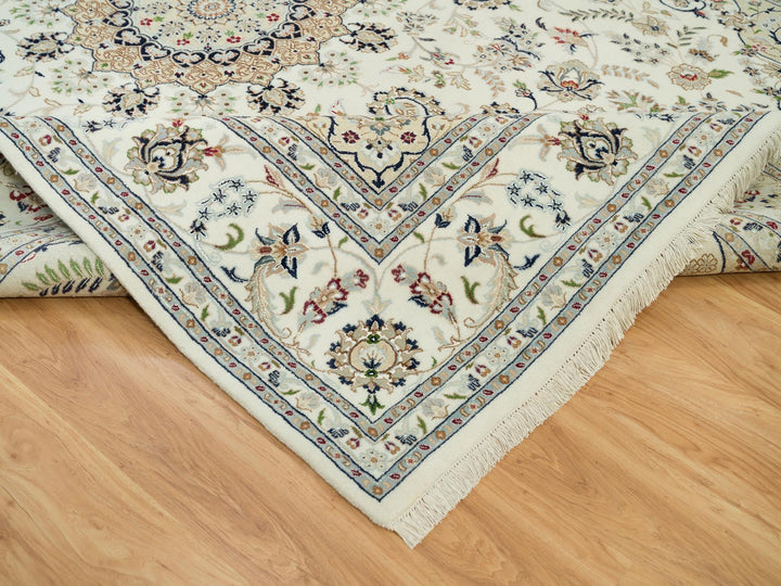 8'8" x 12'1" New Hand Knotted Ivory Wool Rectangle Oriental Rug - MOA10290409