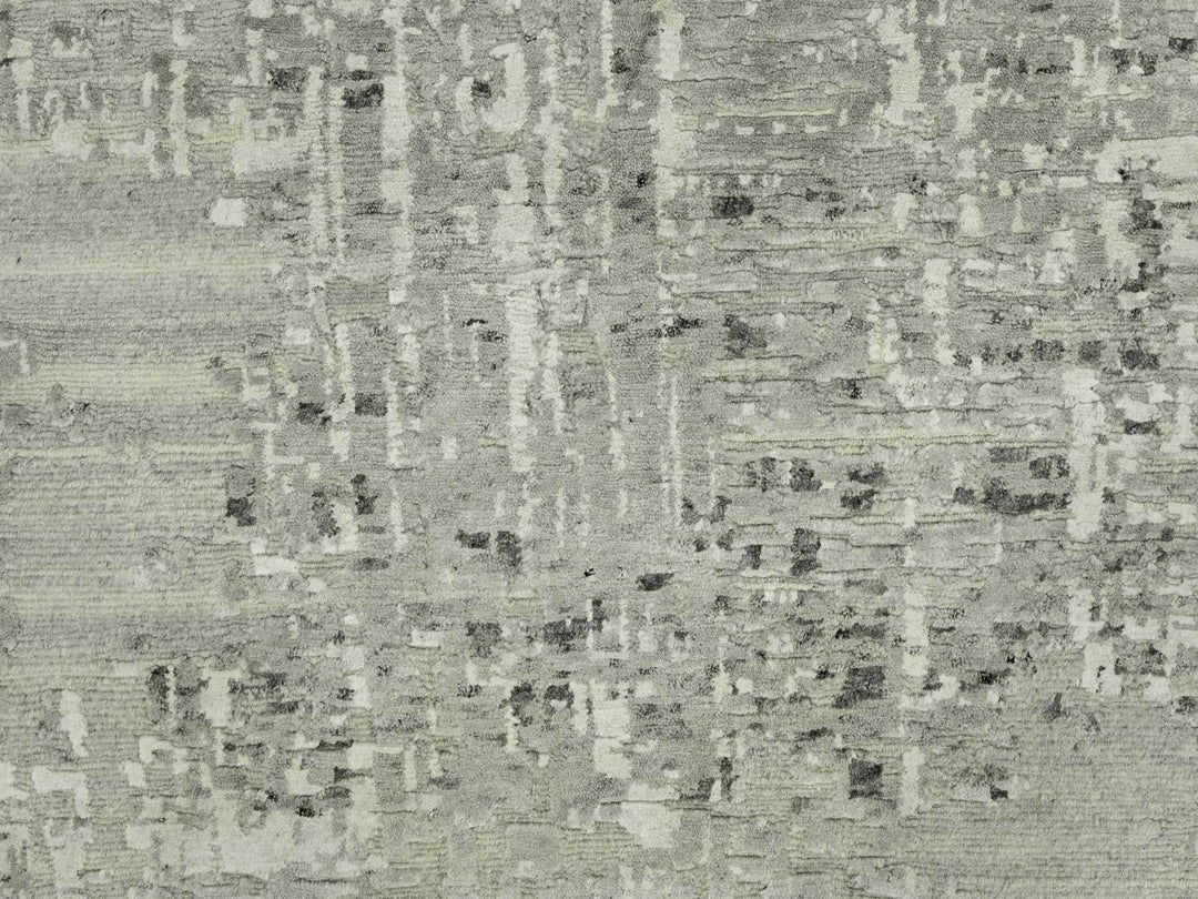 11'10" x 11'10" New Hand Knotted Grey Wool Round Oriental Rug - MOA10290412
