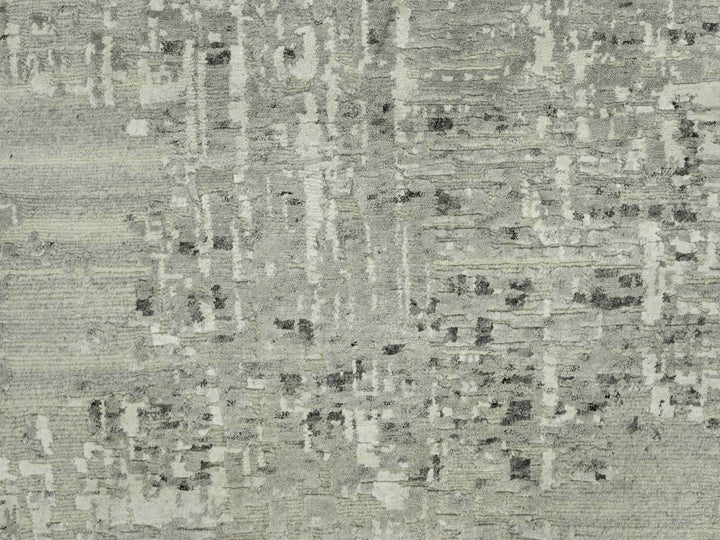 11'10" x 11'10" New Hand Knotted Grey Wool Round Oriental Rug - MOA10290412