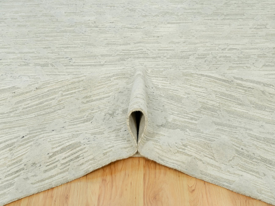 11'10" x 18'0" New Hand Knotted Grey Wool Rectangle Oriental Rug - MOA10290414