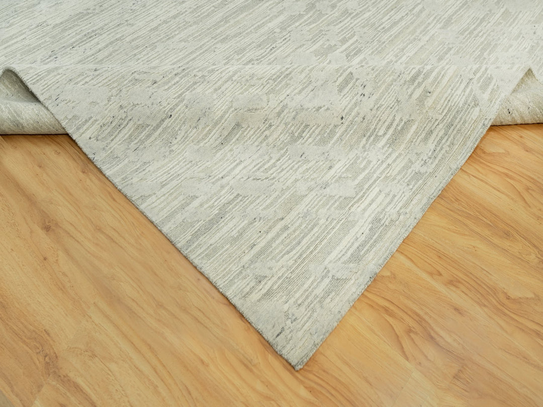 11'10" x 18'0" New Hand Knotted Grey Wool Rectangle Oriental Rug - MOA10290414