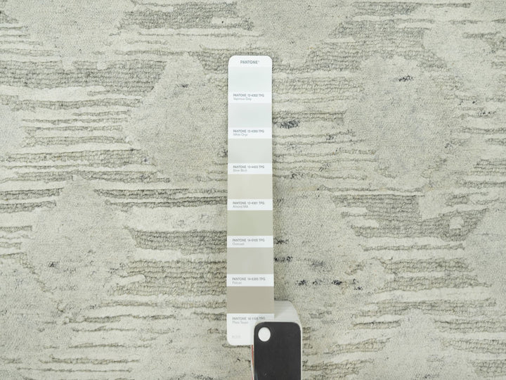 11'10" x 18'0" New Hand Knotted Grey Wool Rectangle Oriental Rug - MOA10290414