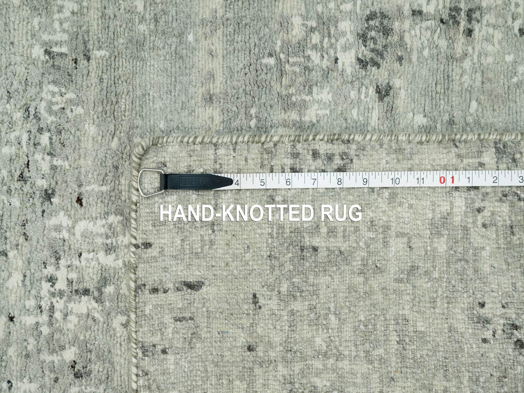 2'6" x 25'9" New Hand Knotted Grey Wool Runner Oriental Rug - MOA10290418