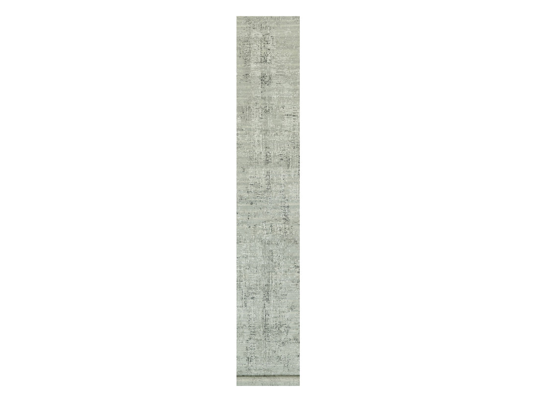 2'6" x 20'0" New Hand Knotted Grey Wool Runner Oriental Rug - MOA10290419
