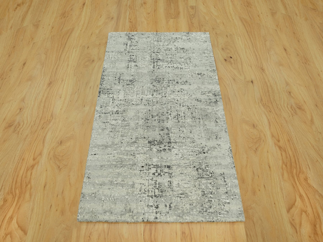 3'0" x 5'0" New Hand Knotted Grey Wool Rectangle Oriental Rug - MOA10290424