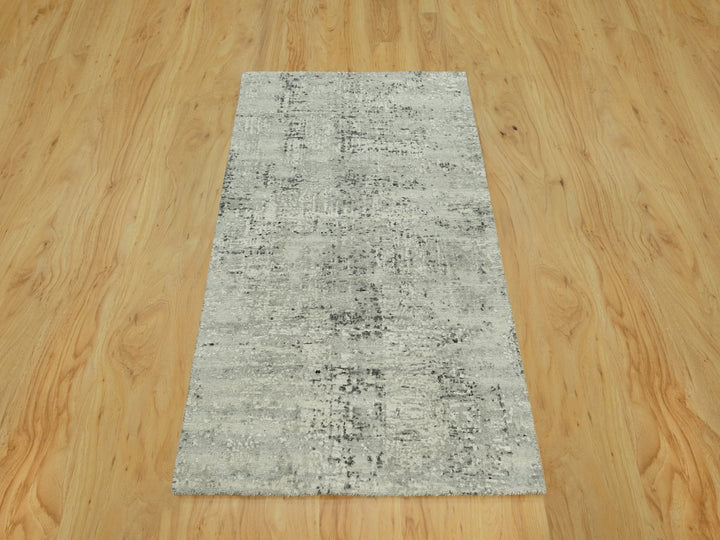 3'0" x 5'0" New Hand Knotted Grey Wool Rectangle Oriental Rug - MOA10290424
