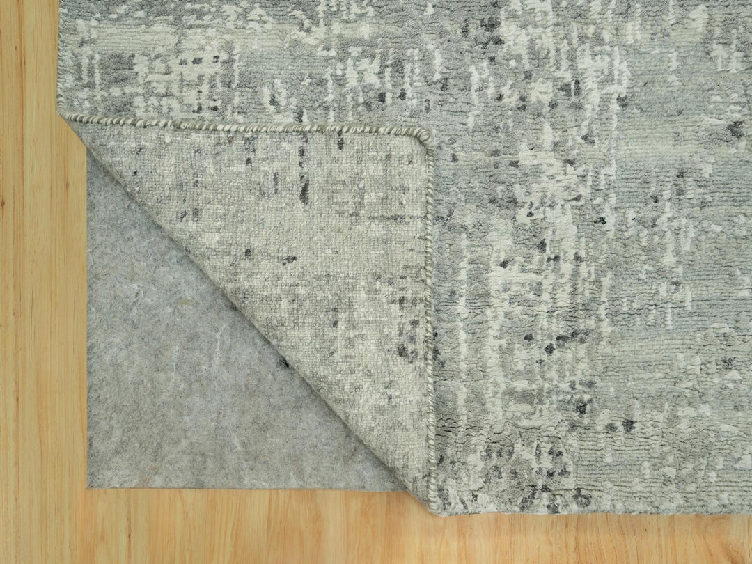 2'6" x 31'8" New Hand Knotted Grey Wool Runner Oriental Rug - MOA10290432