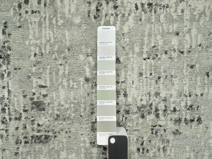 2'6" x 31'8" New Hand Knotted Grey Wool Runner Oriental Rug - MOA10290432