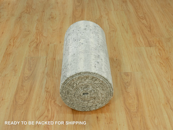 2'6" x 31'8" New Hand Knotted Grey Wool Runner Oriental Rug - MOA10290432