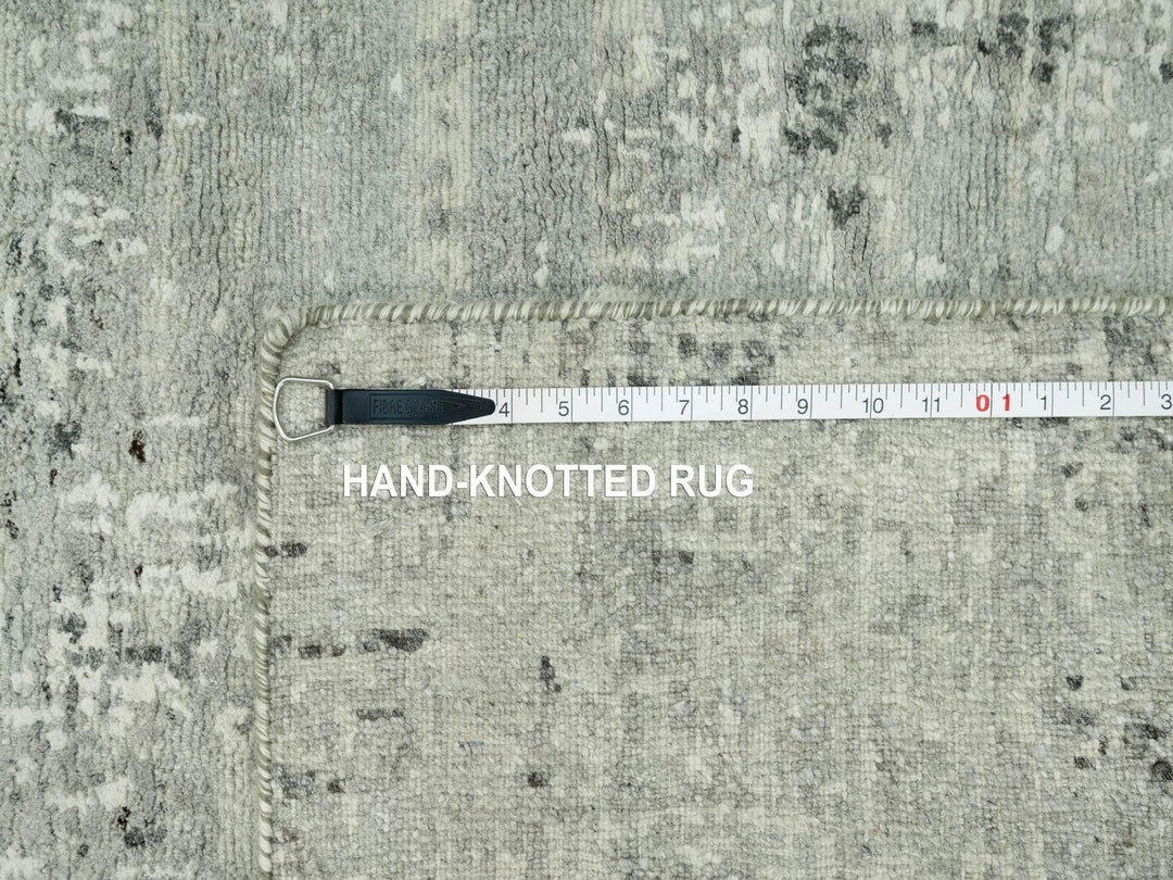 2'6" x 31'8" New Hand Knotted Grey Wool Runner Oriental Rug - MOA10290432