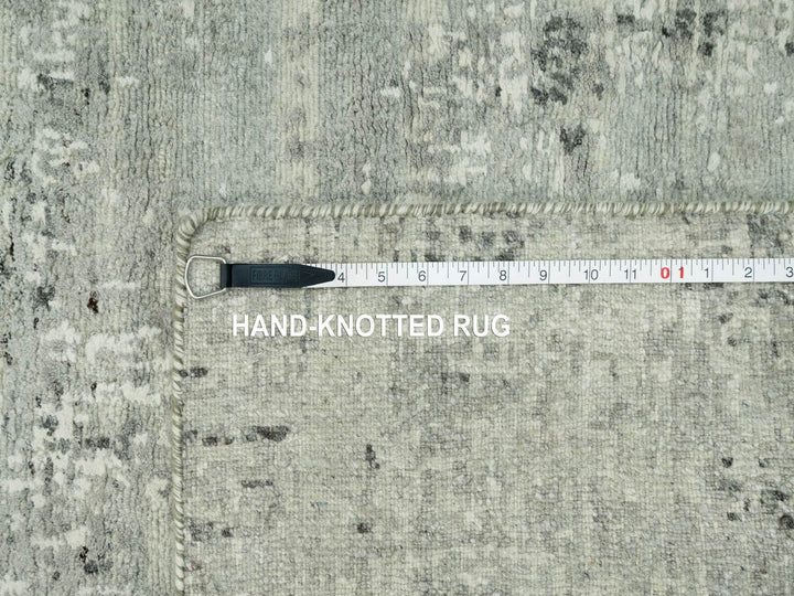 2'6" x 31'8" New Hand Knotted Grey Wool Runner Oriental Rug - MOA10290432