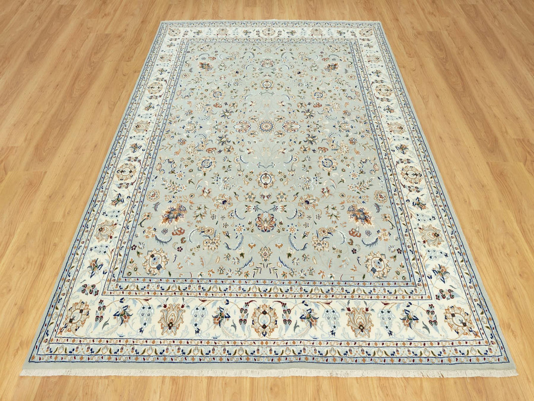 7'9" x 10'2" New Hand Knotted Grey Wool Rectangle Oriental Rug - MOA10290436
