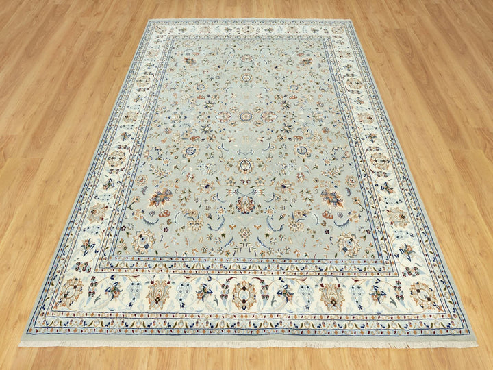 7'9" x 10'2" New Hand Knotted Grey Wool Rectangle Oriental Rug - MOA10290436
