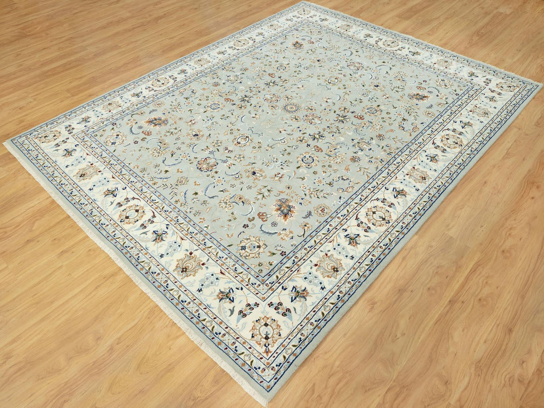 7'9" x 10'2" New Hand Knotted Grey Wool Rectangle Oriental Rug - MOA10290436