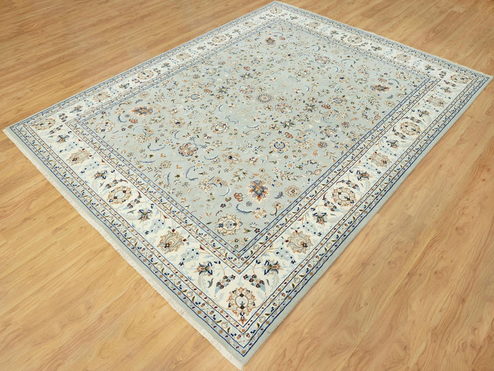 7'9" x 10'2" New Hand Knotted Grey Wool Rectangle Oriental Rug - MOA10290436