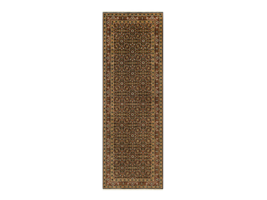 4'0" x 11'9" New Hand Knotted Black Wool Runner Oriental Rug - MOA10290440
