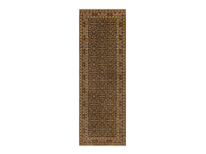4'0" x 11'9" New Hand Knotted Black Wool Runner Oriental Rug - MOA10290440