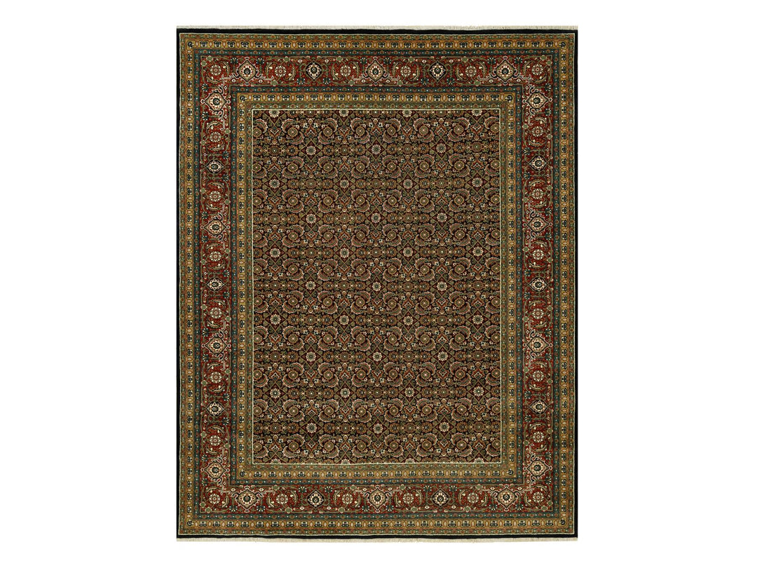7'10" x 10'0" New Hand Knotted Black Wool Rectangle Oriental Rug - MOA10290444