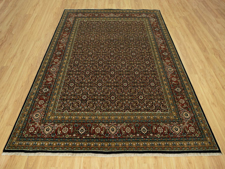 7'10" x 10'0" New Hand Knotted Black Wool Rectangle Oriental Rug - MOA10290444