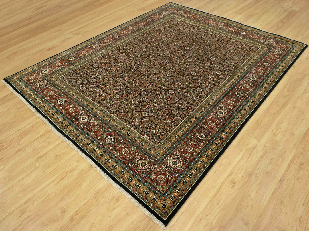 7'10" x 10'0" New Hand Knotted Black Wool Rectangle Oriental Rug - MOA10290444