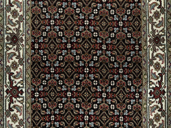 2'4" x 27'7" New Hand Knotted Black Wool Runner Oriental Rug - MOA10290445