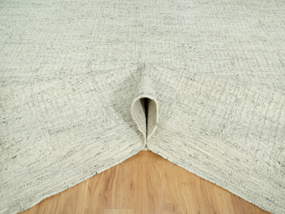10'3" x 10'3" New Hand Woven Grey Wool Square Oriental Rug - MOA10290448