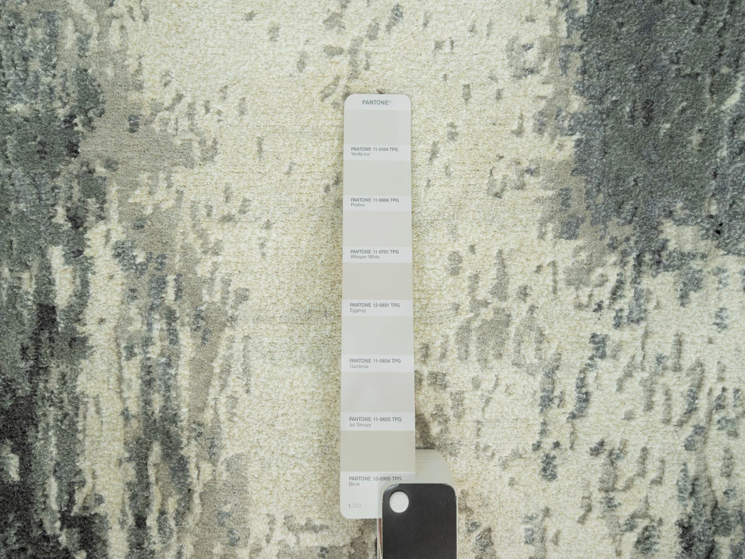 2'6" x 10'0" New Hand Knotted Black Wool & Silk Runner Oriental Rug - MOA10290462