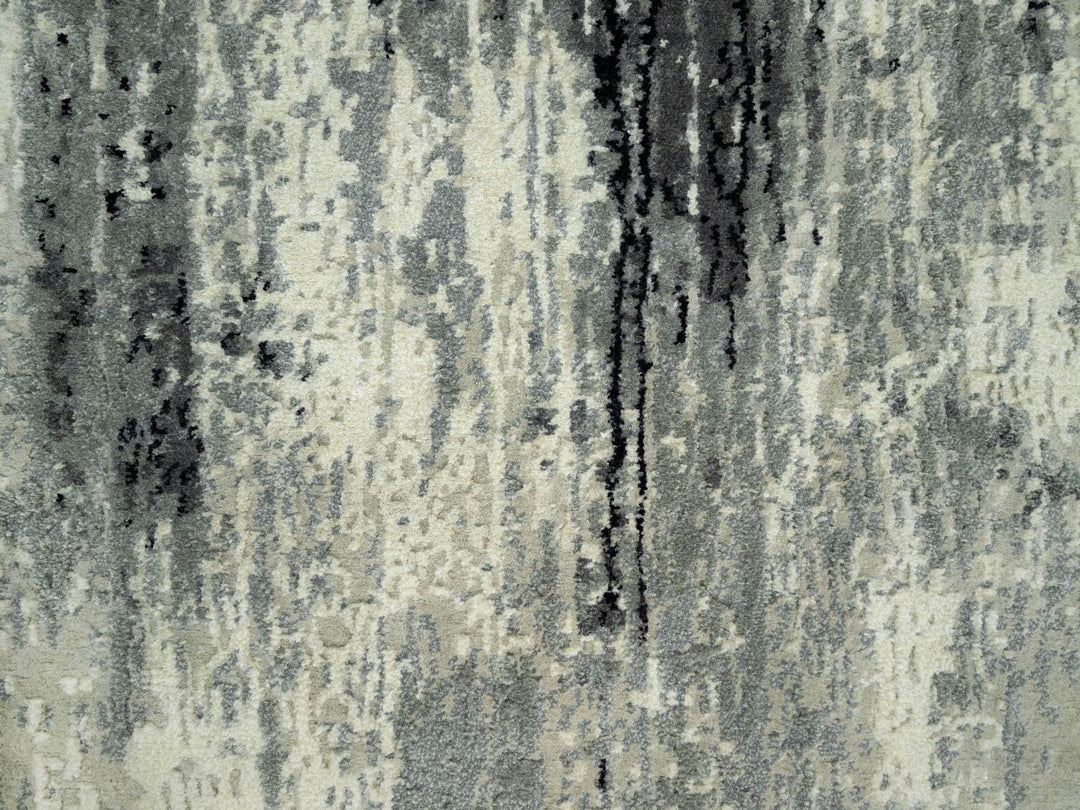 2'6" x 10'0" New Hand Knotted Black Wool & Silk Runner Oriental Rug - MOA10290462