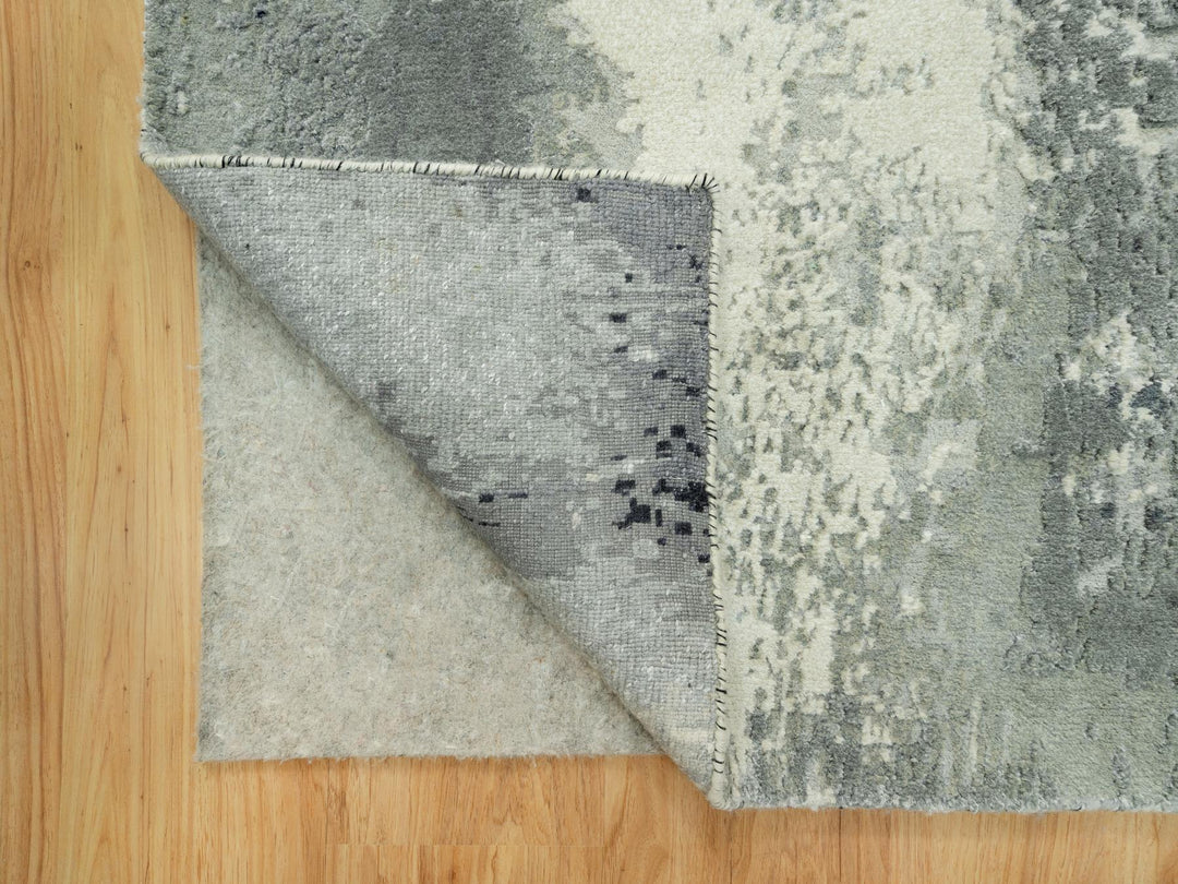 2'6" x 11'11" New Hand Knotted Black Wool & Silk Runner Oriental Rug - MOA10290463
