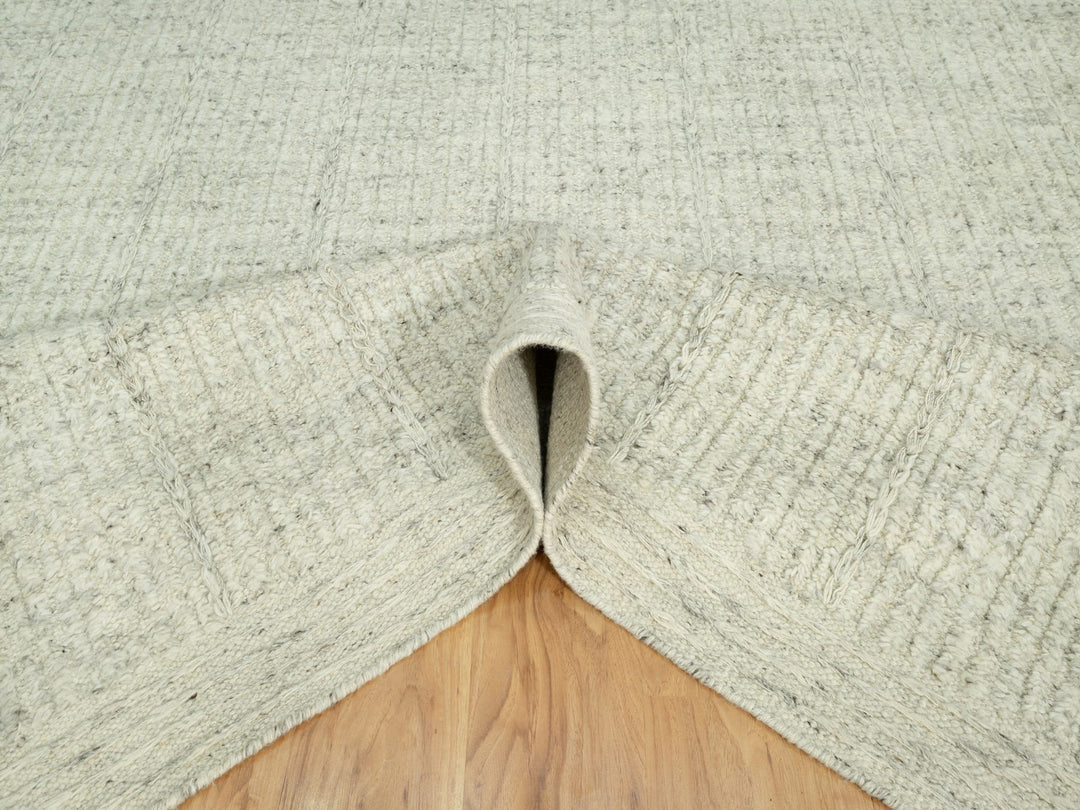 8'3" x 10'0" New Hand Woven Grey Wool Rectangle Oriental Rug - MOA10290466