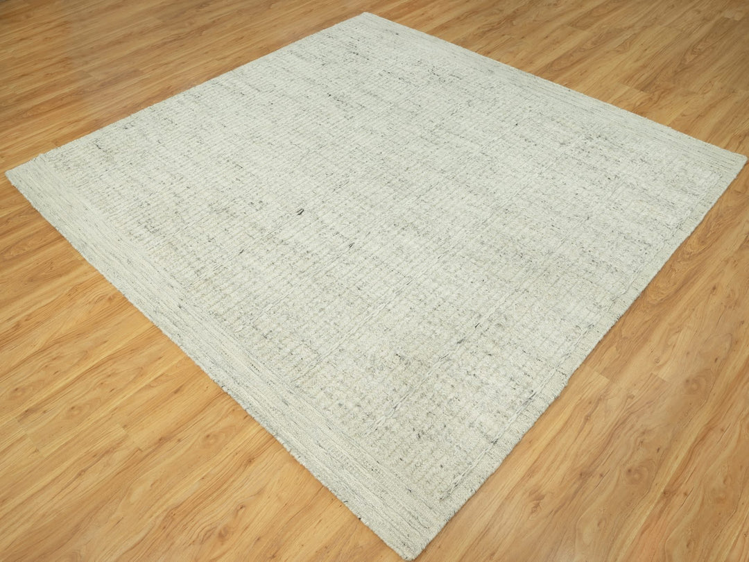 8'0" x 8'1" New Hand Woven Grey Wool Square Oriental Rug - MOA10290476