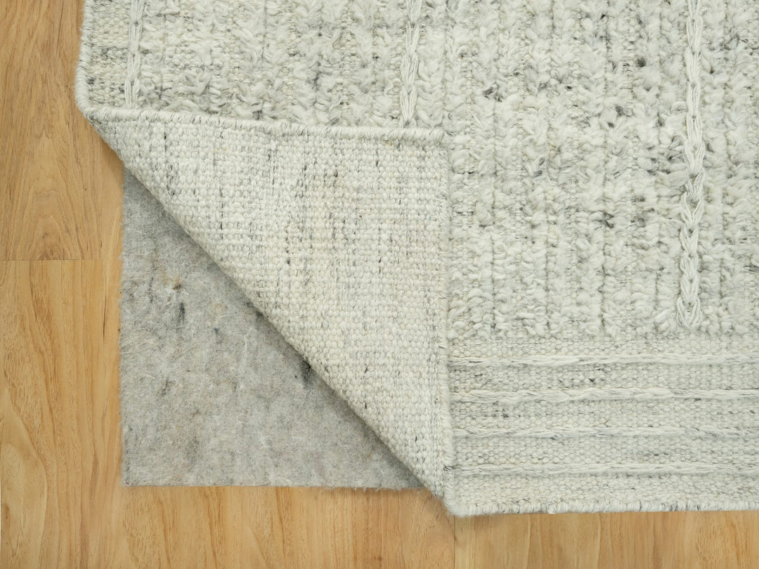 8'0" x 8'1" New Hand Woven Grey Wool Square Oriental Rug - MOA10290476