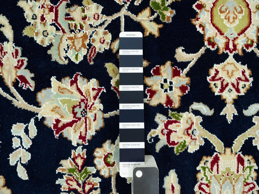 7'9" x 9'9" New Hand Knotted Blue Wool Rectangle Oriental Rug - MOA10290490