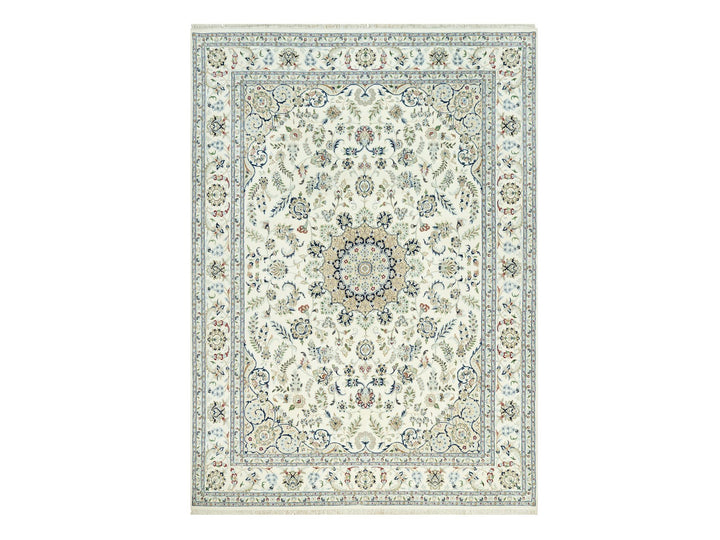 8'10" x 12'3" New Hand Knotted Ivory Wool Rectangle Oriental Rug - MOA10290491