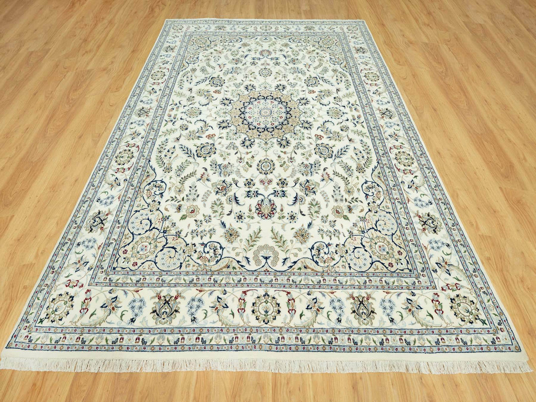 8'10" x 12'3" New Hand Knotted Ivory Wool Rectangle Oriental Rug - MOA10290491