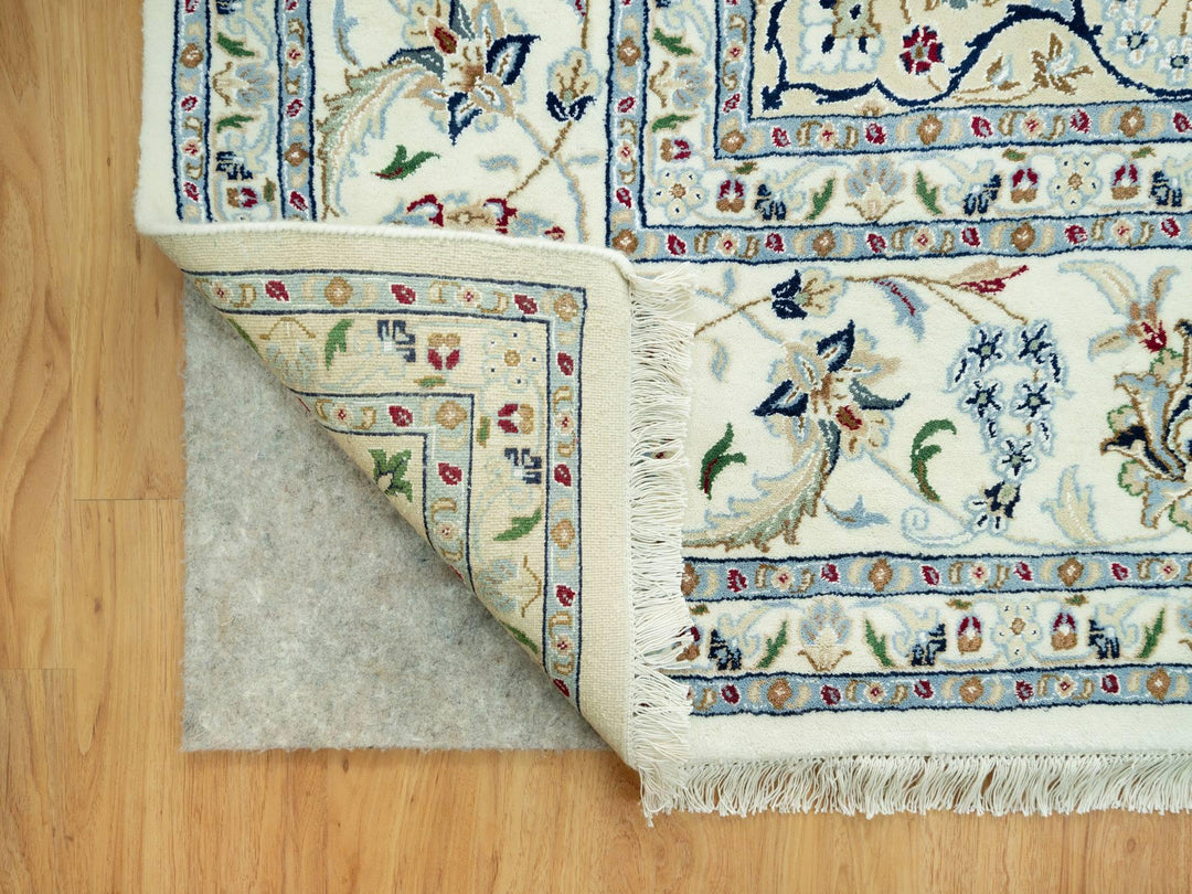 8'10" x 12'3" New Hand Knotted Ivory Wool Rectangle Oriental Rug - MOA10290491