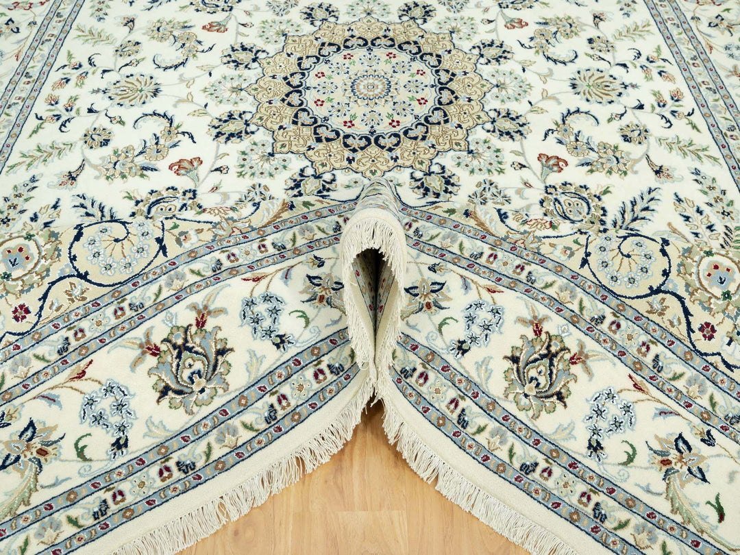 8'10" x 12'3" New Hand Knotted Ivory Wool Rectangle Oriental Rug - MOA10290491