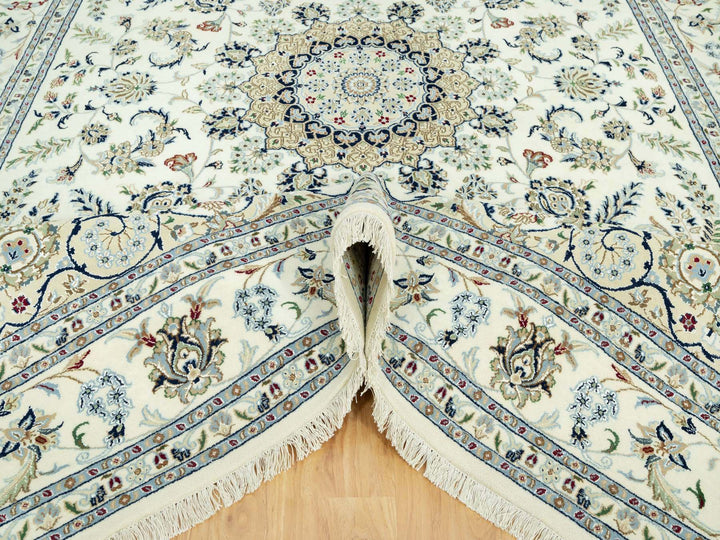 8'10" x 12'3" New Hand Knotted Ivory Wool Rectangle Oriental Rug - MOA10290491
