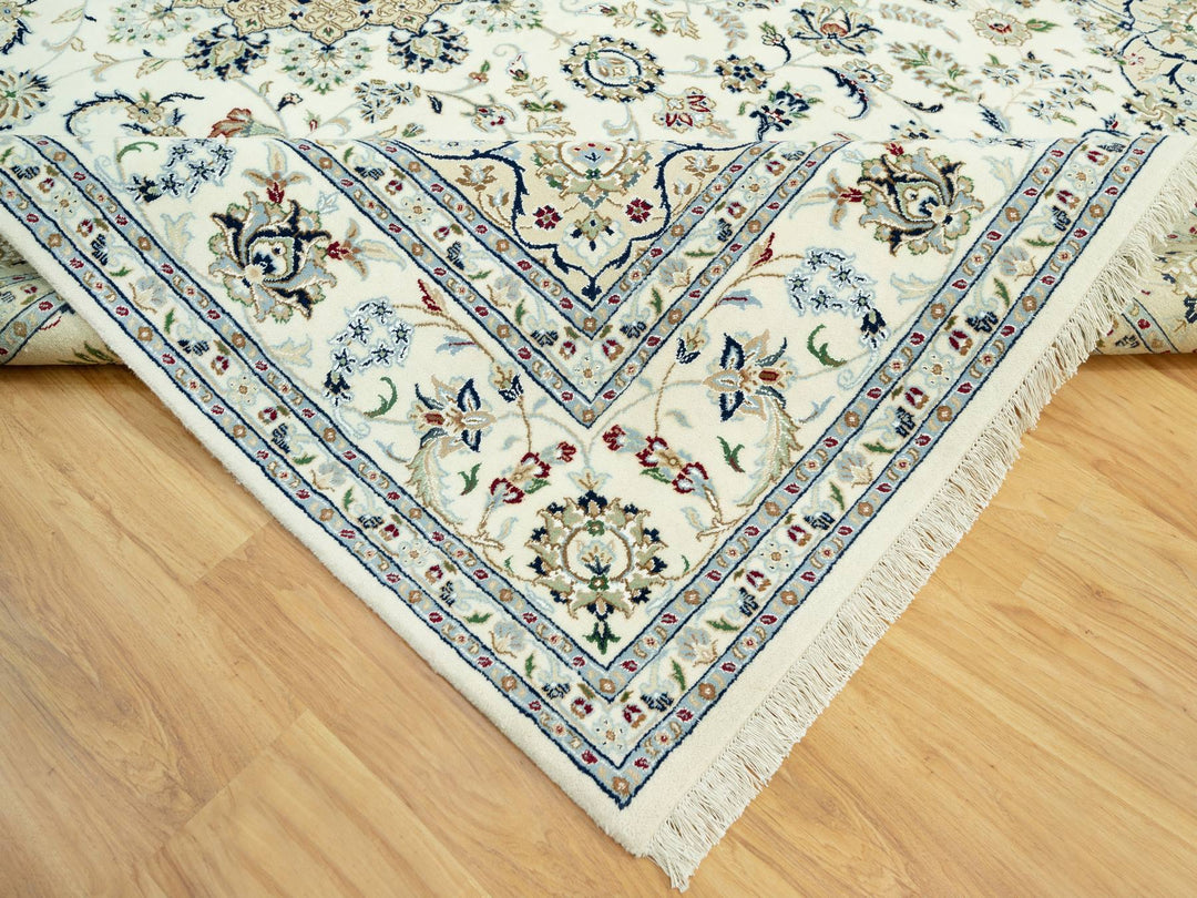 8'10" x 12'3" New Hand Knotted Ivory Wool Rectangle Oriental Rug - MOA10290491