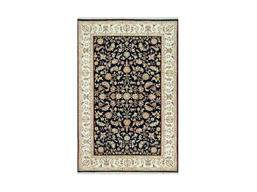 5'0" x 7'11" New Hand Knotted Blue Wool Rectangle Oriental Rug - MOA10290492