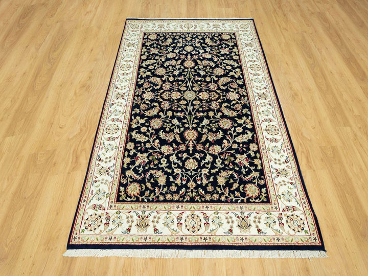 5'0" x 7'11" New Hand Knotted Blue Wool Rectangle Oriental Rug - MOA10290492