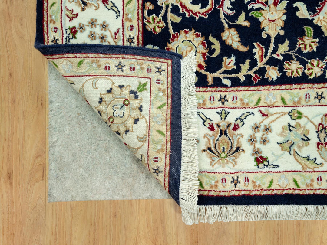 5'0" x 7'11" New Hand Knotted Blue Wool Rectangle Oriental Rug - MOA10290492