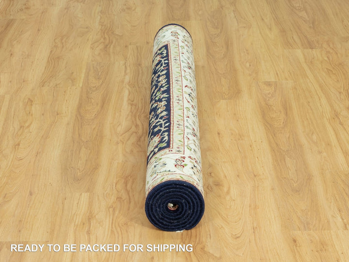 5'0" x 7'11" New Hand Knotted Blue Wool Rectangle Oriental Rug - MOA10290492