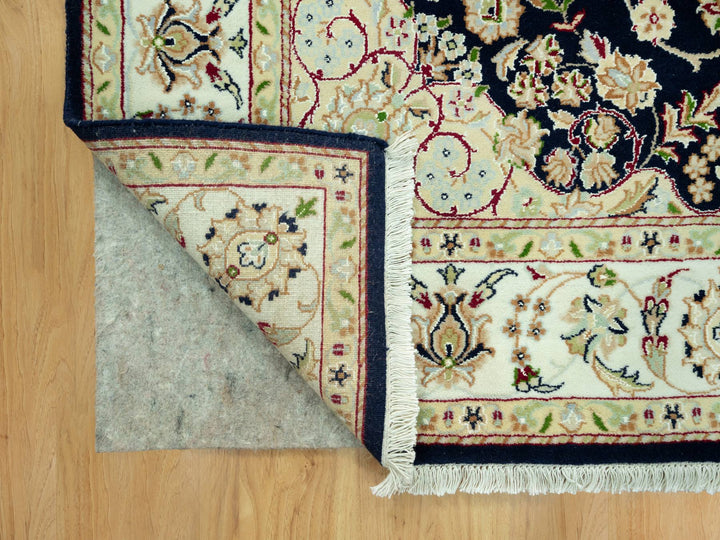 5'0" x 6'11" New Hand Knotted Blue Wool Rectangle Oriental Rug - MOA10290493
