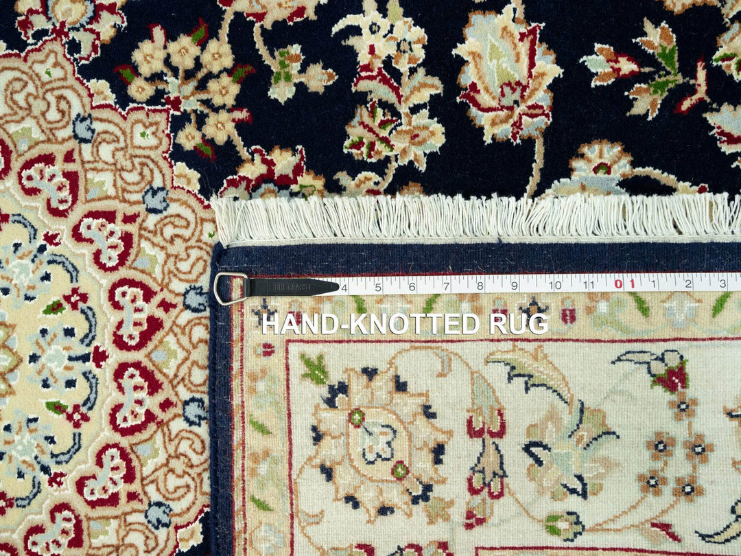 5'0" x 6'11" New Hand Knotted Blue Wool Rectangle Oriental Rug - MOA10290493