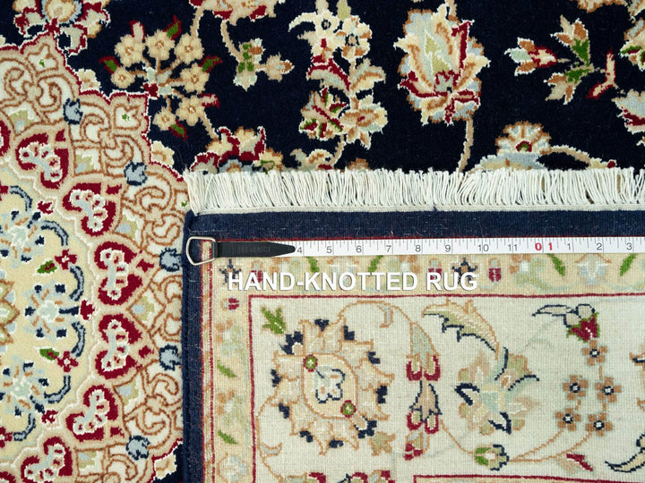5'0" x 6'11" New Hand Knotted Blue Wool Rectangle Oriental Rug - MOA10290493
