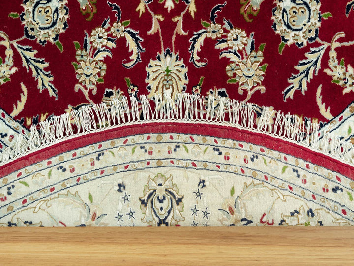 7'8" x 7'8" New Hand Knotted Red Wool Round Oriental Rug - MOA10290496