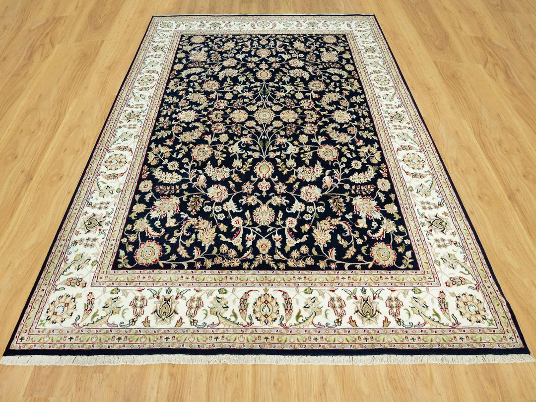 8'0" x 10'3" New Hand Knotted Blue Wool Rectangle Oriental Rug - MOA10290498