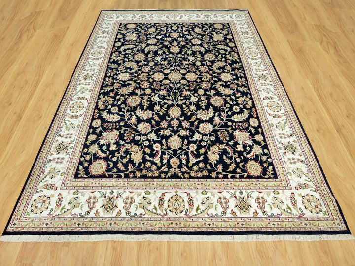 8'0" x 10'3" New Hand Knotted Blue Wool Rectangle Oriental Rug - MOA10290498